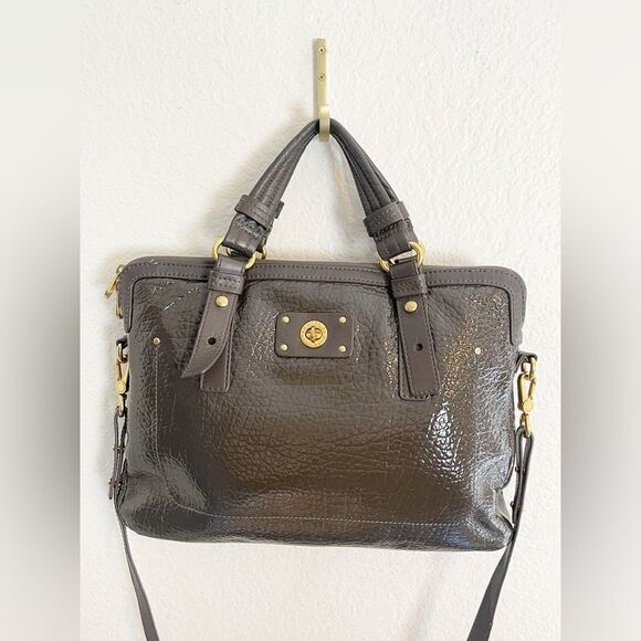 Marc Jacobs embossed gray patent leather laptop purse bag - Picture 4 of 14